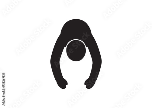 Stick figure man with head down isolated on white background is depressed