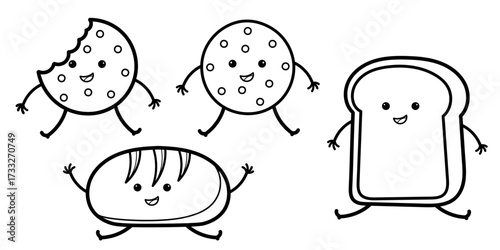 collection of hand drawn cookies and cake