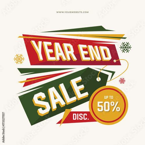 Lettering Year End Sale with Disc 50% Vector, Illustration, Calligraphy Design, Usable for Poster, Banners, Postcards, Wallpaper, Gifts etc