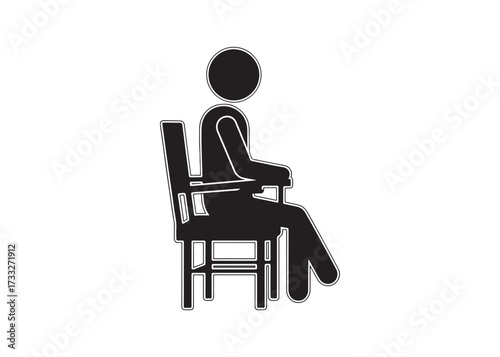 Person sitting on chair isolated on white background