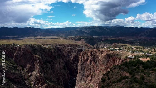 Drone Shot of Royal Gorge Bridge in Colorado Spanning Dramatic Canyon