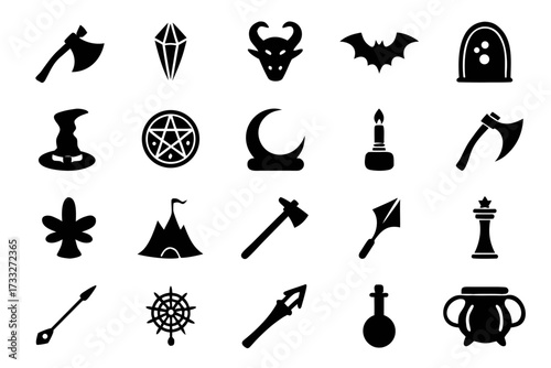 Collection of fantasy and magical symbols