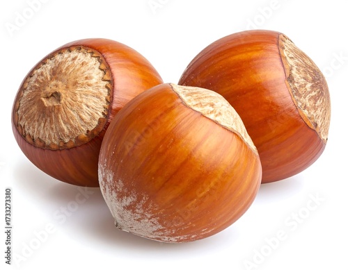 Three hazelnuts close-up