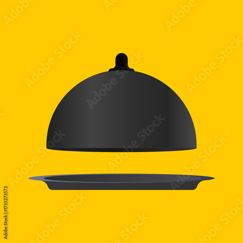 Food Serving Cloche Icon with Yellow Background