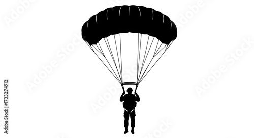 Paratrooper with Parachute Canopy Close-Up