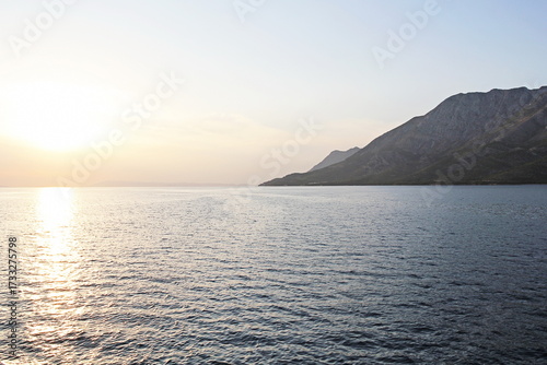 Croatian Coast Sunset and Makarska Riviera Landscape, Croatia