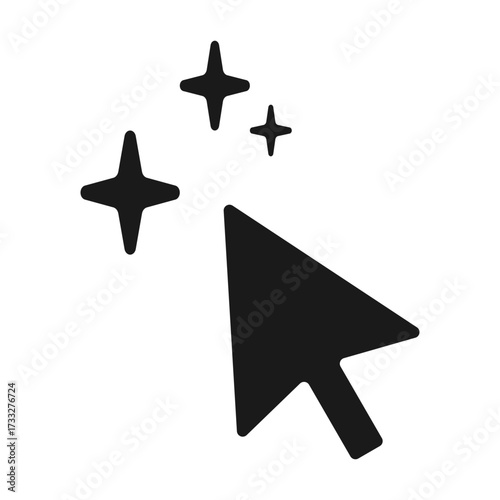 Computer mouse cursor icon with stars for AI generate concept in simple vector style