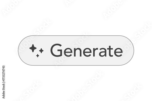 Flat design AI generate button with stars icon and grey background in vector