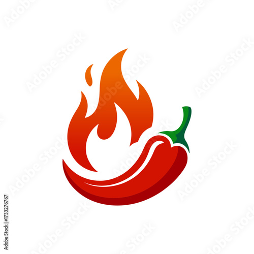 flaming chili symbol, hot spice, kitchen logo, cooking theme, red heat, modern icon, clean vector, illustration
