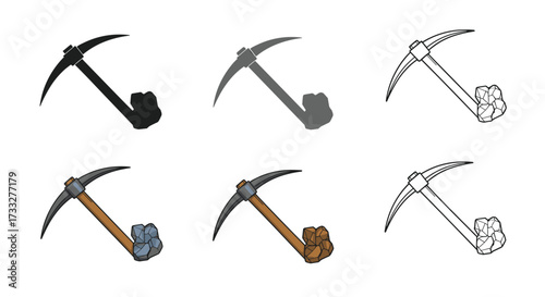 An assortment of pickaxes used for mining and excavation.