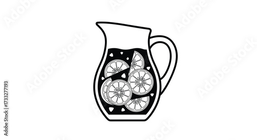 A refreshing pitcher filled with cool lemonade and slices of citrus fruit.