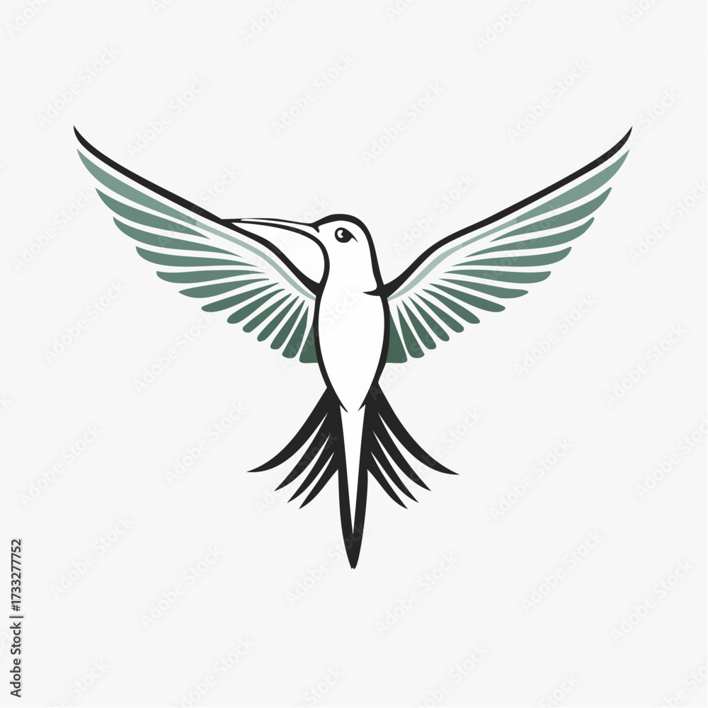 Obraz premium A stylized hummingbird motif in clean flowing lines. Ideal for logos, jewelry, textiles, and uplifting branding.
