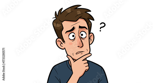 Confused Man With Doubtful Expression Thinking Hard Isolated On Transparent Background