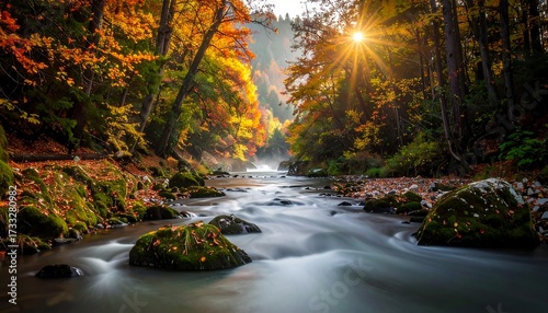 Fototapeta Naklejka Na Ścianę i Meble -  Autumnal forest stream (2)