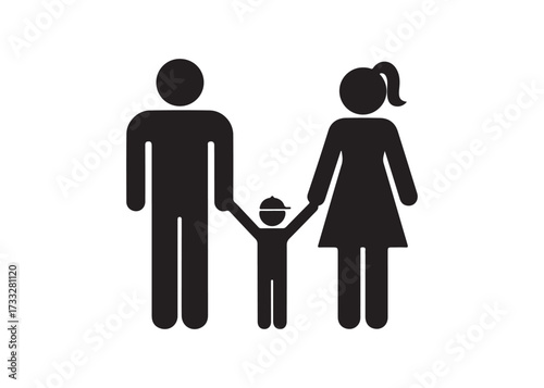 Family with child isolated on white background