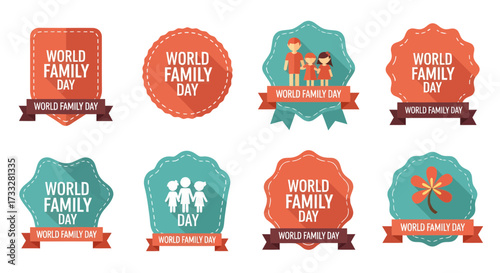 Diverse collection of World Book Day vector badges and labels, featuring stylized books and decorative ribbons, ideal for promoting reading and literary events