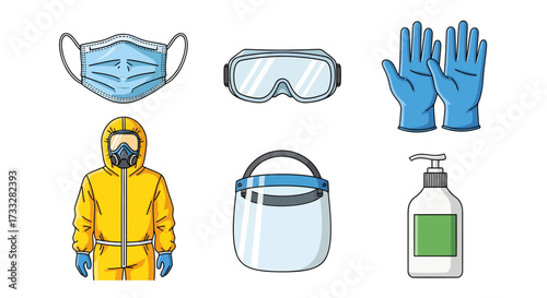Collection of Personal Protective Equipment for Health and Safety in Medical and Industrial Settings