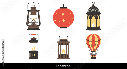 Explore a charming collection of vintage and modern lantern designs, featuring classic oil lamps, elegant paper lanterns, and unique decorative lights, perfect for diverse themes and occasions