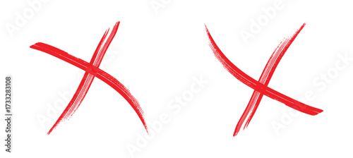 Hand painted red cross mark symbol 