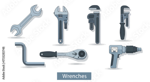 A comprehensive and versatile assortment of essential hand tools for various repair and maintenance tasks, featuring a range of wrenches, ratchets, and power tools for professional and DIY projects