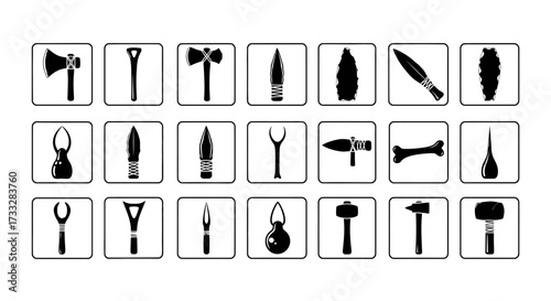 Collection of Prehistoric Tools and Weapons.