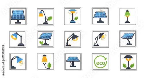 Collection of solar powered lamps and eco friendly lighting solutions.