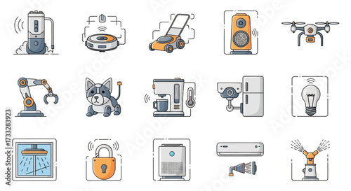 Collection of Smart Home Devices and Automation Icons.
