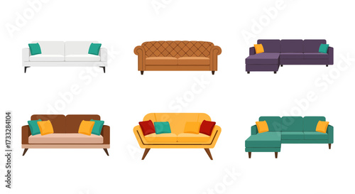 Collection of modern and classic sofas in various colors and styles