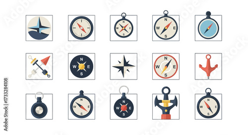 Collection of various compasses and navigation tools for direction and guidance.