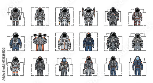Collection of Various Astronaut and Spacesuit Concept Designs.