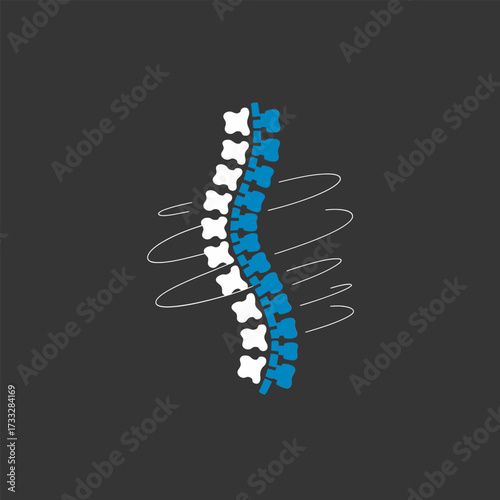 curved human spine illustration, chiropractic wellness concept, vertebrae column art, posture alignment graphic, medical health care vector