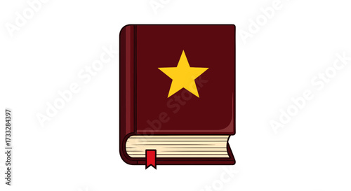 Premium quality illustration of a knowledge book adorned with a prominent golden star, symbolizing essential learning, literary excellence, or a top-rated guide