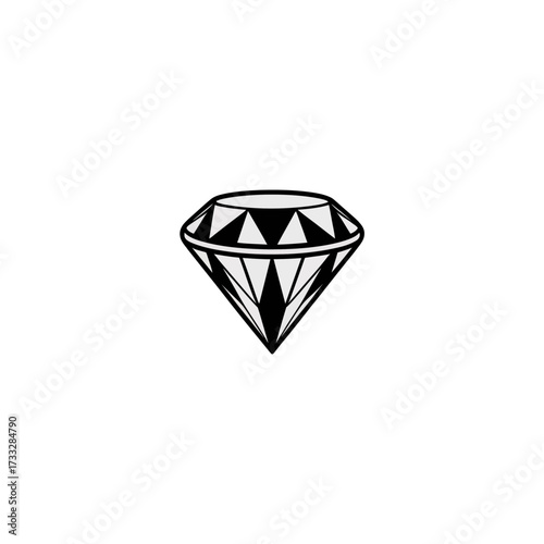 geometric black diamond symbol, sharp facet lines, modern jewelry logo, premium boutique mark, stylish monochrome vector design