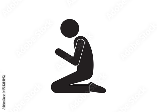 Stick figure bending over isolated on white background to stretch back muscles