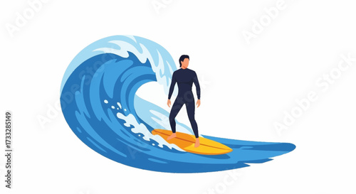 Dynamic surfer riding a powerful ocean wave with skill and precision, capturing the thrill of extreme water sports adventure.