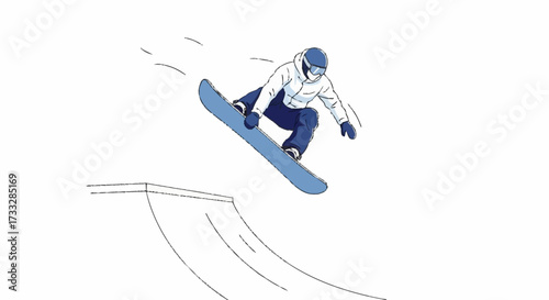 Dynamic snowboarder catches air performing epic jump off ramp with thrilling action and winter sports excitement