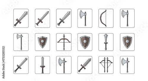 Medieval Weaponry and Armor Illustrations.