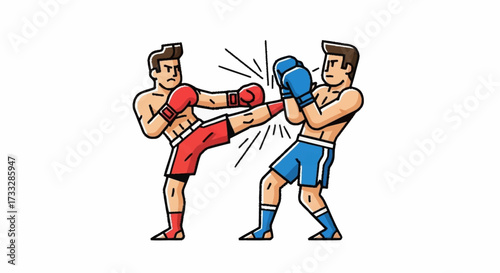 Dynamic martial artists engage in intense combat, one delivering a powerful kick during a thrilling fight scene