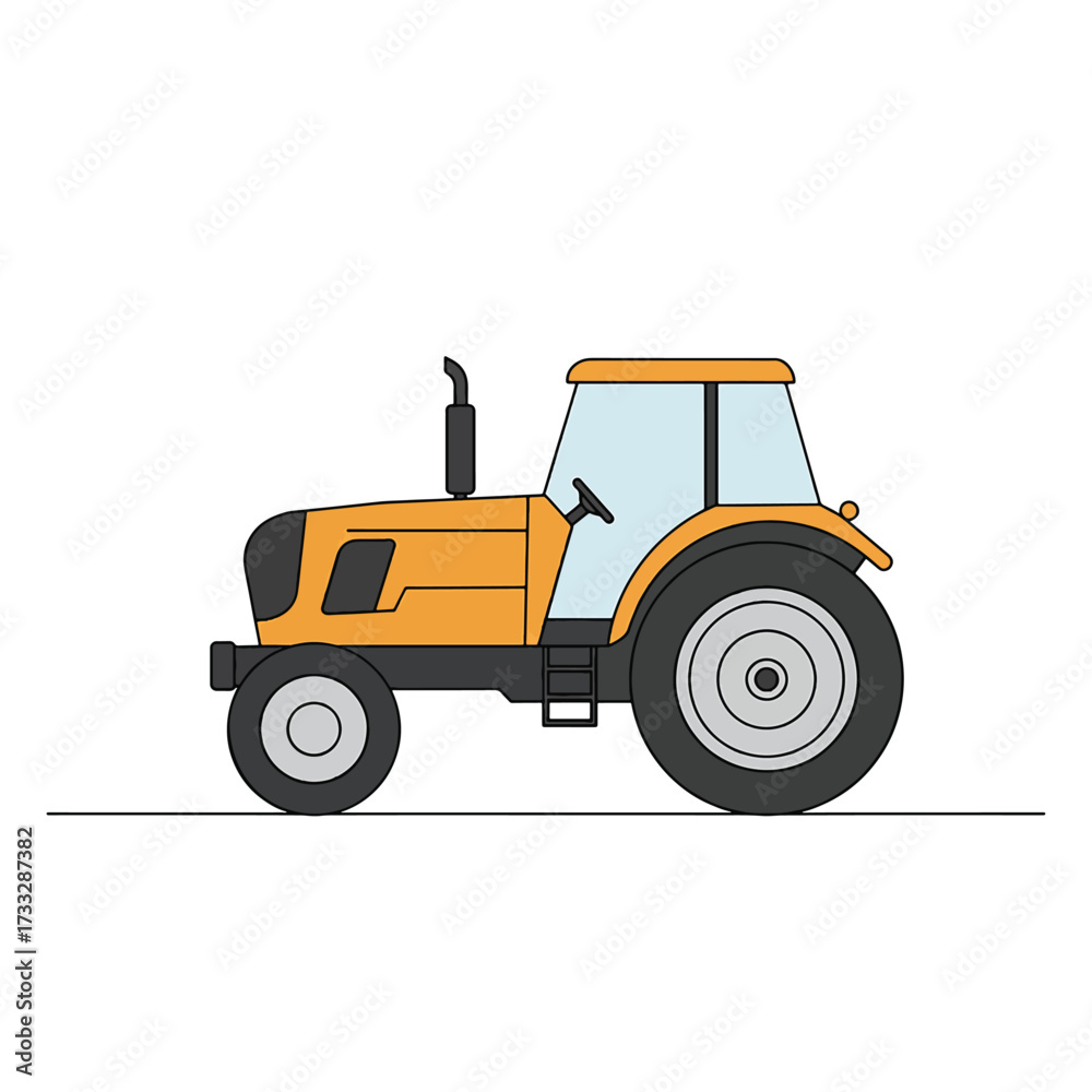 Obraz premium Yellow Tractor Illustration on a White Background.