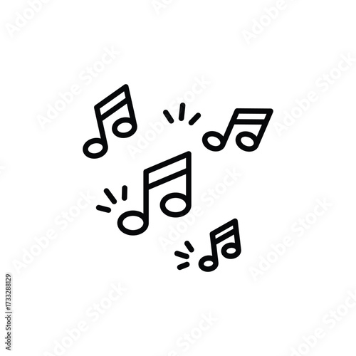 Music note icon. Simple outline style. Song, sound, sheet, concert, clef, sticker, treble, tone, classical, audio streaming services concept. Thin line symbol. Isolated design