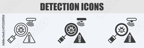 Detection Icon Set Vector Illustration in Outline, Glyph, and Mixed
