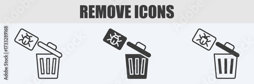 Remove Icon Set Vector Illustration in Outline, Glyph, and Mixed