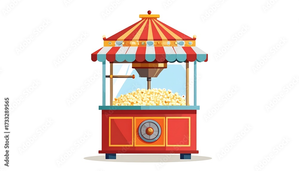 Obraz premium Cartoon popcorn machine booth