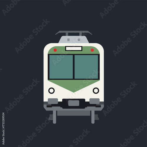 Modern electric train front view vector illustration.