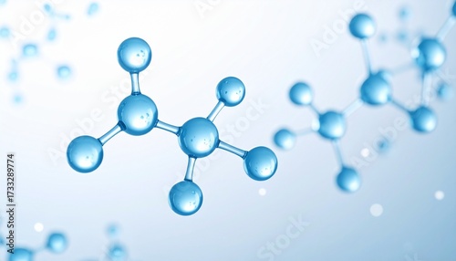 a blue molecular structure on white gradient background