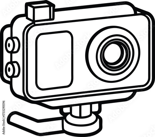 action camera with mount illustration on transparent background