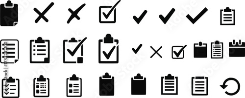 Checklist Clipboard Task Management Icons Vector Set