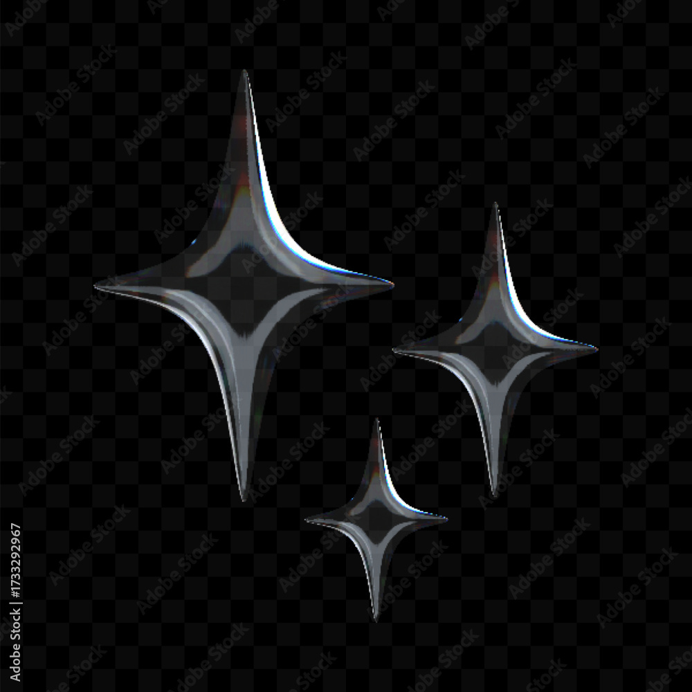Ταπετσαρία 3D crystal glass star with refractive and holographic effects, isolated on a dark background