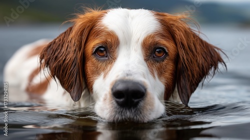 dog in the water