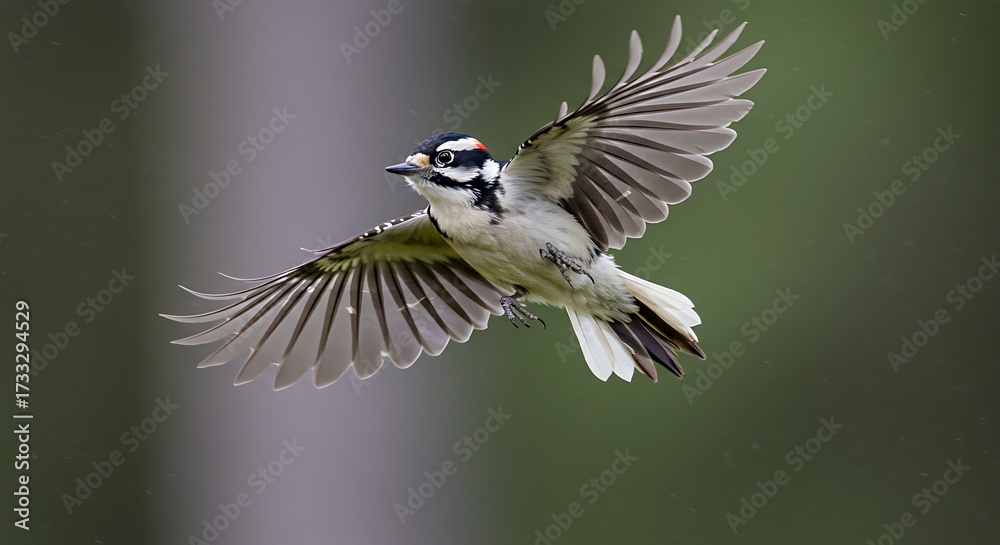 Obraz premium Woodpecker in flight captures the essence of wildlife and avian beauty in nature